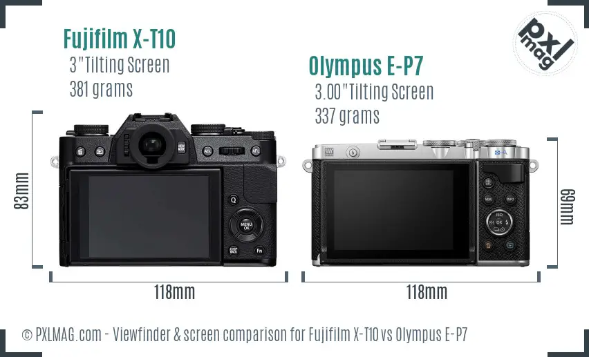 Fujifilm X-T10 vs Olympus E-P7 Screen and Viewfinder comparison Fujifilm X-T10 vs Olympus E-P7 Screen and Viewfinder comparison