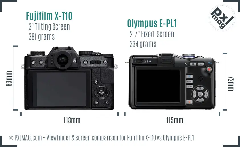 Fujifilm X-T10 vs Olympus E-PL1 Screen and Viewfinder comparison Fujifilm X-T10 vs Olympus E-PL1 Screen and Viewfinder comparison