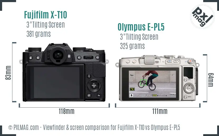 Fujifilm X-T10 vs Olympus E-PL5 Screen and Viewfinder comparison