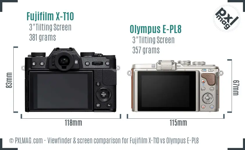 Fujifilm X-T10 vs Olympus E-PL8 Screen and Viewfinder comparison
