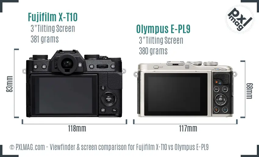 Fujifilm X-T10 vs Olympus E-PL9 Screen and Viewfinder comparison