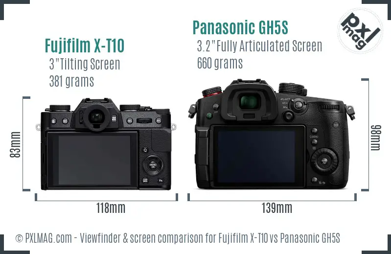 Fujifilm X-T10 vs Panasonic GH5S Screen and Viewfinder comparison