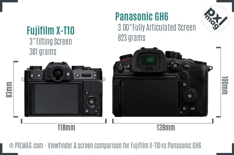 Fujifilm X-T10 vs Panasonic GH6 Screen and Viewfinder comparison