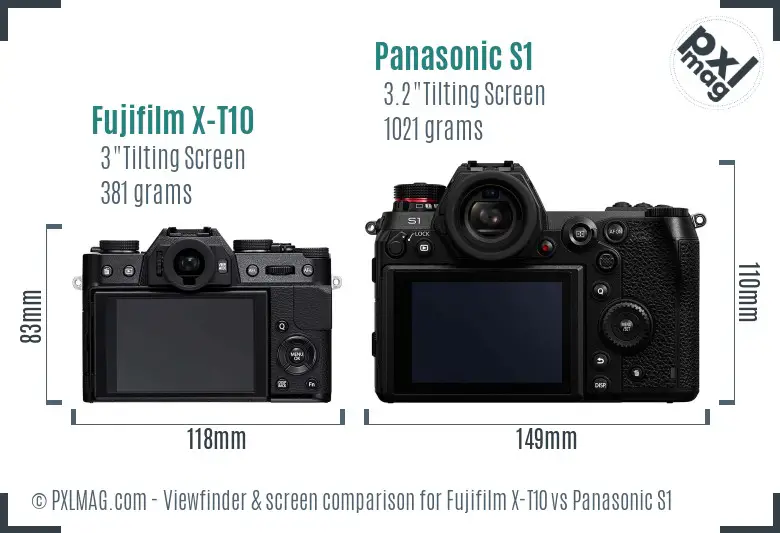 Fujifilm X-T10 vs Panasonic S1 Screen and Viewfinder comparison