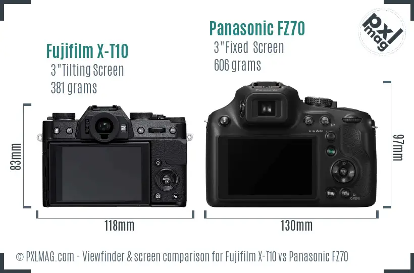 Fujifilm X-T10 vs Panasonic FZ70 Screen and Viewfinder comparison