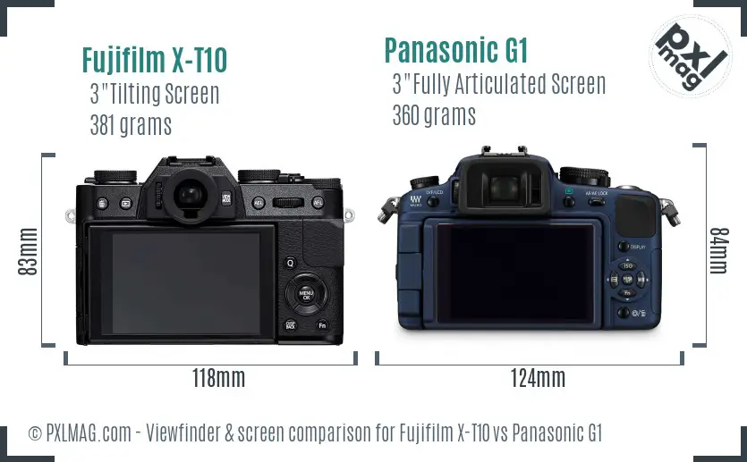 Fujifilm X-T10 vs Panasonic G1 Screen and Viewfinder comparison