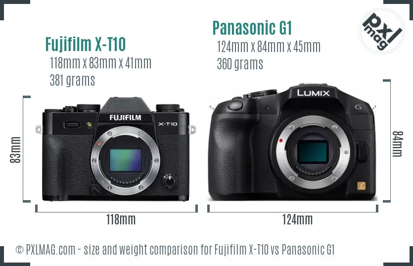 Fujifilm X-T10 vs Panasonic G1 size comparison Fujifilm X-T10 vs Panasonic G1 size comparison