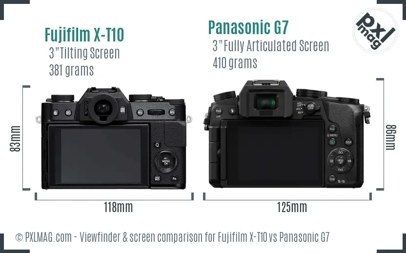 Fujifilm X-T10 vs Panasonic G7 Screen and Viewfinder comparison