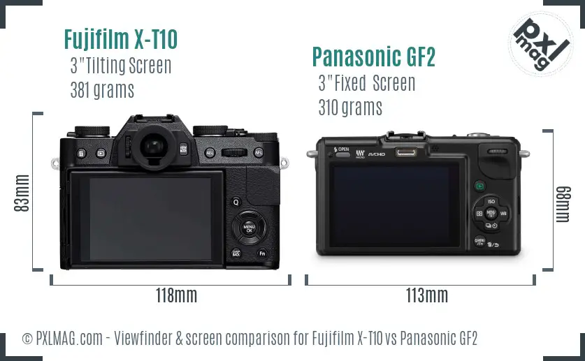Fujifilm X-T10 vs Panasonic GF2 Screen and Viewfinder comparison