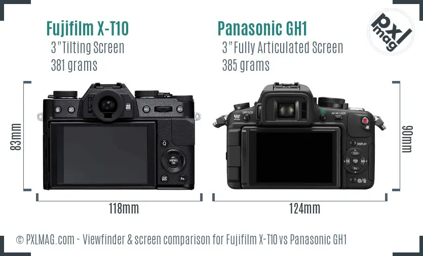 Fujifilm X-T10 vs Panasonic GH1 Screen and Viewfinder comparison