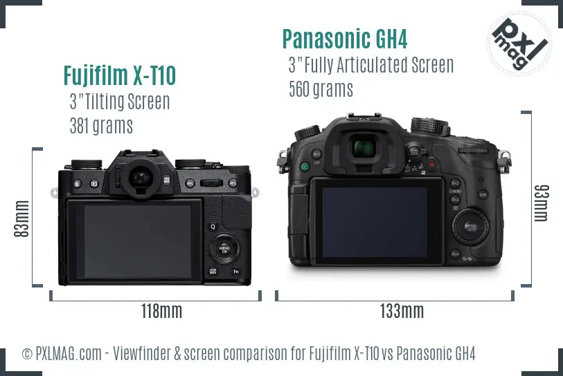 Fujifilm X-T10 vs Panasonic GH4 Screen and Viewfinder comparison