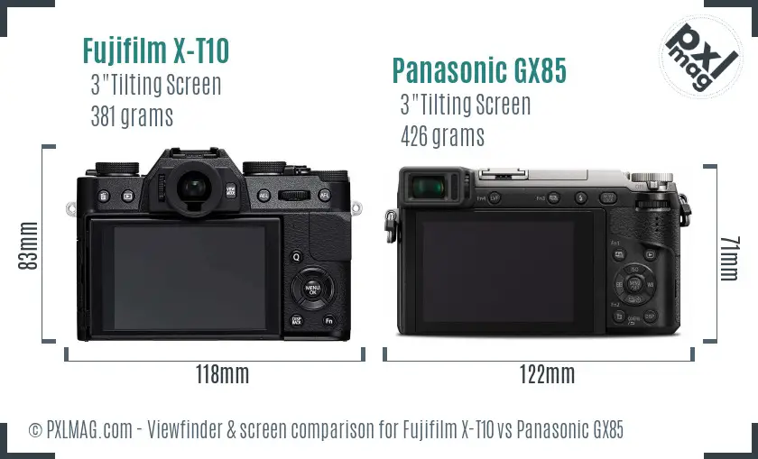 Fujifilm X-T10 vs Panasonic GX85 Screen and Viewfinder comparison Fujifilm X-T10 vs Panasonic GX85 Screen and Viewfinder comparison