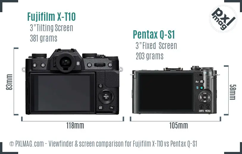 Fujifilm X-T10 vs Pentax Q-S1 Screen and Viewfinder comparison Fujifilm X-T10 vs Pentax Q-S1 Screen and Viewfinder comparison