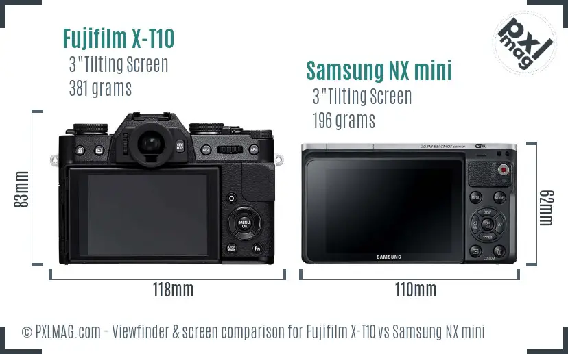 Fujifilm X-T10 vs Samsung NX mini Screen and Viewfinder comparison
