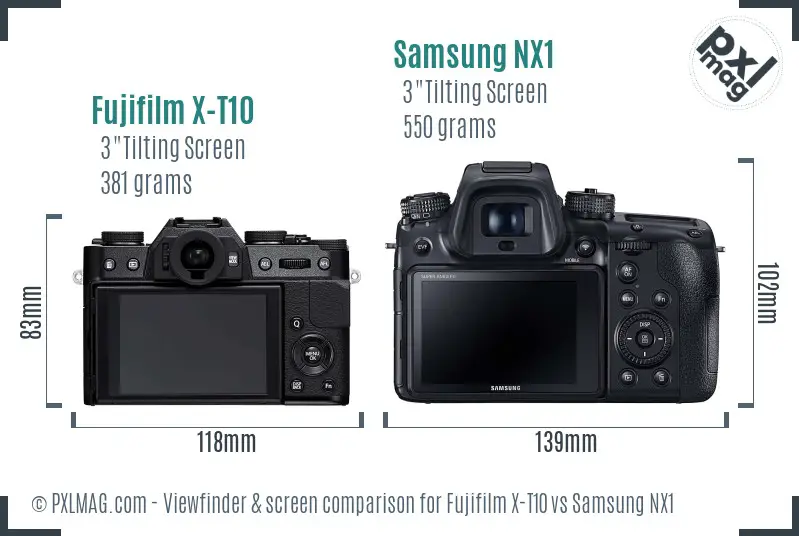 Fujifilm X-T10 vs Samsung NX1 Screen and Viewfinder comparison