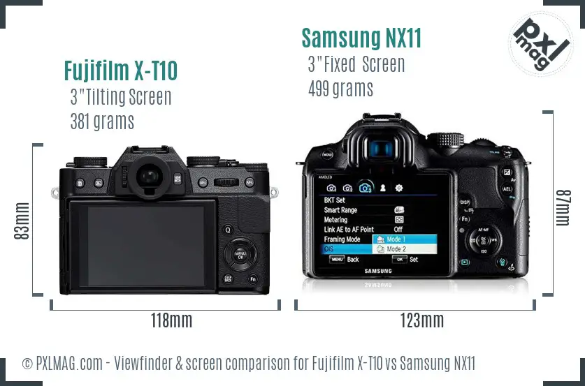 Fujifilm X-T10 vs Samsung NX11 Screen and Viewfinder comparison