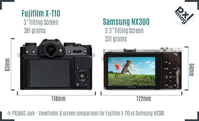 Fujifilm X-T10 vs Samsung NX300 Screen and Viewfinder comparison