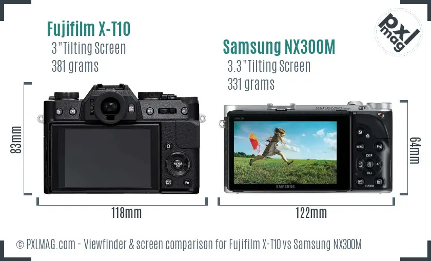 Fujifilm X-T10 vs Samsung NX300M Screen and Viewfinder comparison Fujifilm X-T10 vs Samsung NX300M Screen and Viewfinder comparison