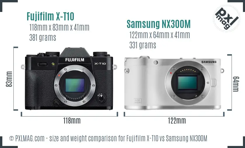 Fujifilm X-T10 vs Samsung NX300M size comparison Fujifilm X-T10 vs Samsung NX300M size comparison