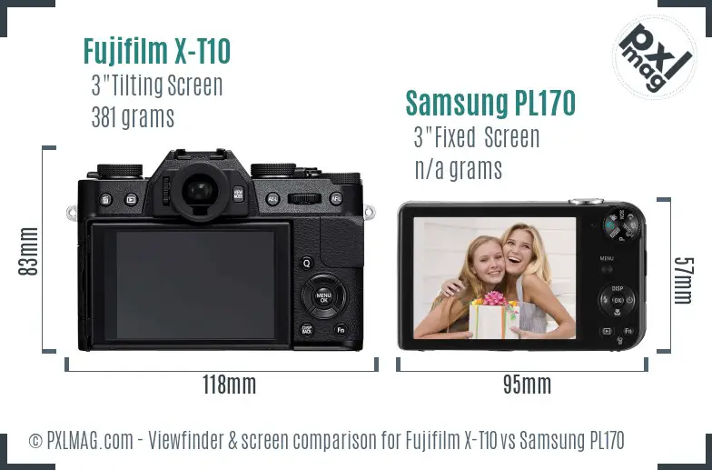 Fujifilm X-T10 vs Samsung PL170 Screen and Viewfinder comparison