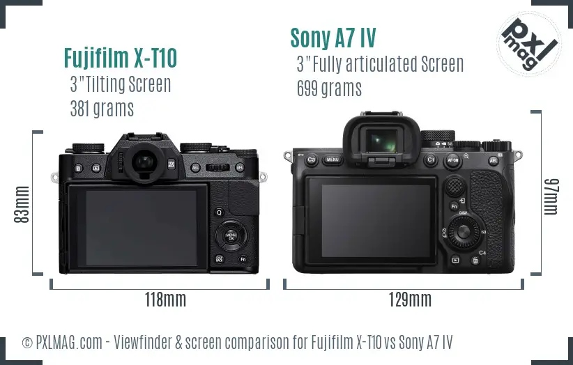 Fujifilm X-T10 vs Sony A7 IV Screen and Viewfinder comparison