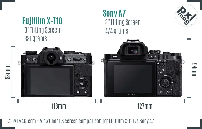 Fujifilm X-T10 vs Sony A7 Screen and Viewfinder comparison