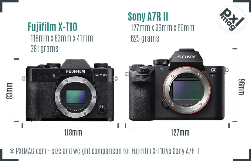 Fujifilm X-T10 vs Sony A7R II size comparison Fujifilm X-T10 vs Sony A7R II size comparison