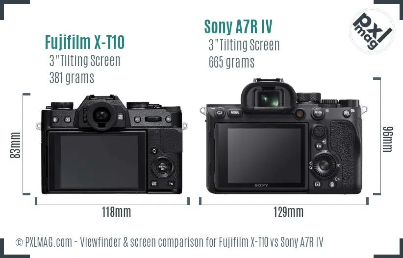 Fujifilm X-T10 vs Sony A7R IV Screen and Viewfinder comparison