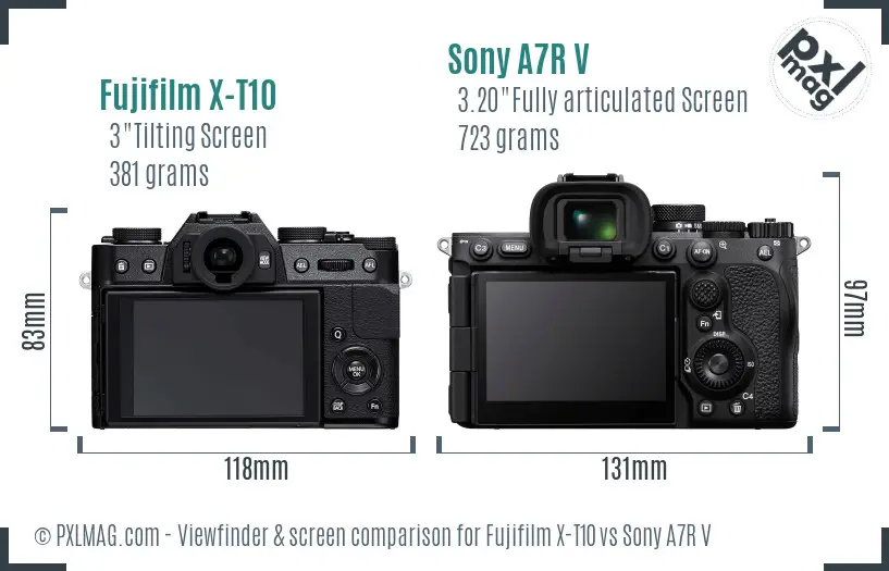 Fujifilm X-T10 vs Sony A7R V Screen and Viewfinder comparison