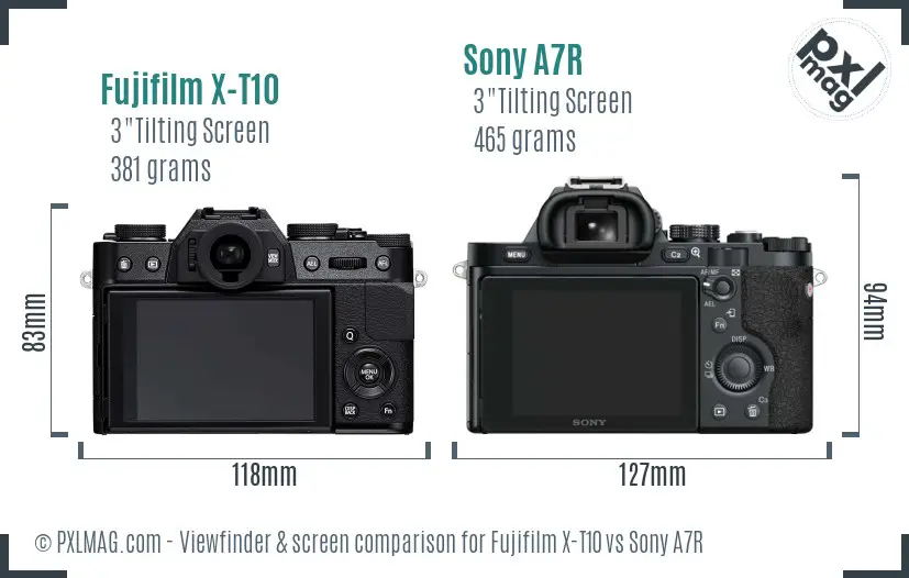 Fujifilm X-T10 vs Sony A7R Screen and Viewfinder comparison