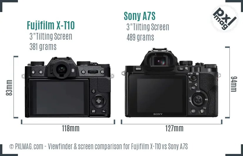 Fujifilm X-T10 vs Sony A7S Screen and Viewfinder comparison