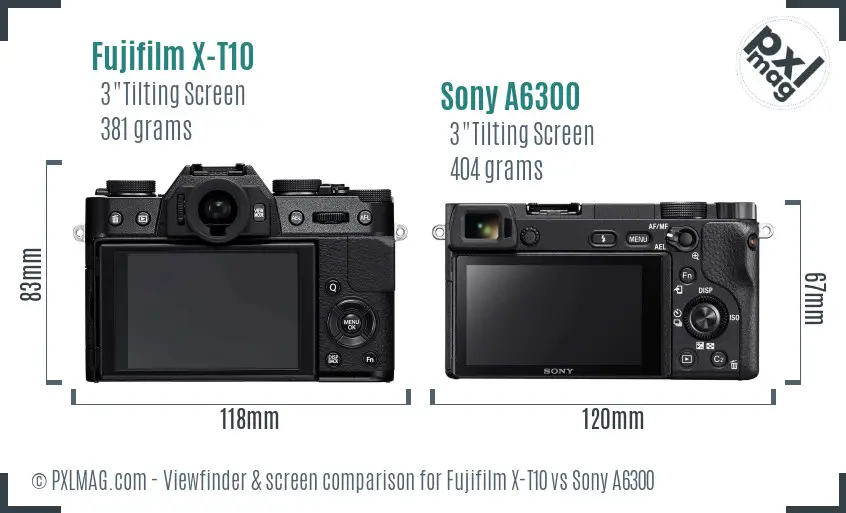 Fujifilm X-T10 vs Sony A6300 Screen and Viewfinder comparison Fujifilm X-T10 vs Sony A6300 Screen and Viewfinder comparison