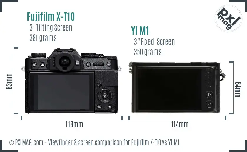 Fujifilm X-T10 vs YI M1 Screen and Viewfinder comparison