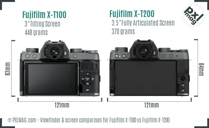 Fujifilm X-T100 vs Fujifilm X-T200 Screen and Viewfinder comparison