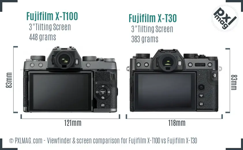 Fujifilm X-T100 vs Fujifilm X-T30 Screen and Viewfinder comparison