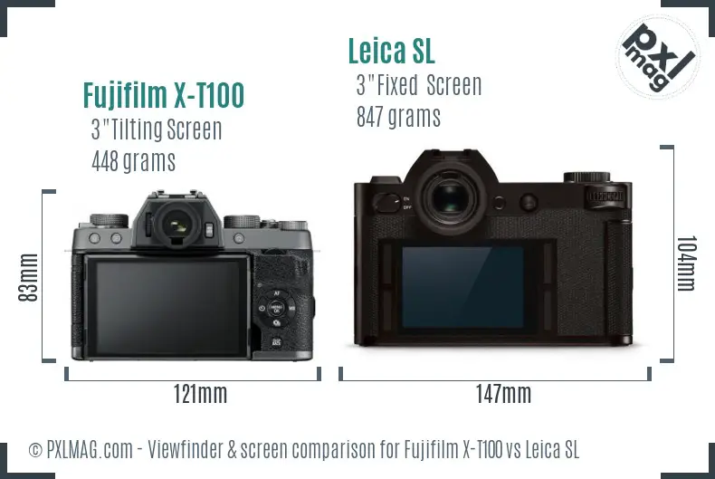 Fujifilm X-T100 vs Leica SL Screen and Viewfinder comparison