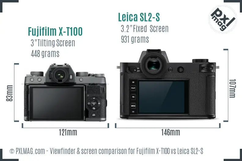 Fujifilm X-T100 vs Leica SL2-S Screen and Viewfinder comparison