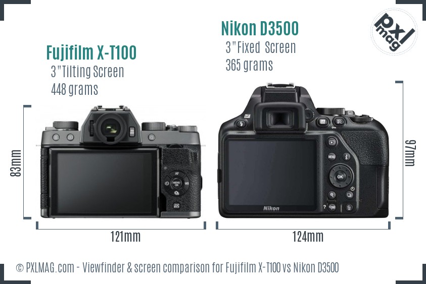 Fujifilm X-T100 vs Nikon D3500 Screen and Viewfinder comparison