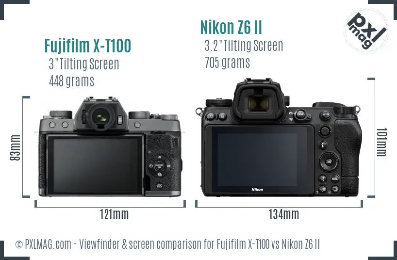 Fujifilm X-T100 vs Nikon Z6 II Screen and Viewfinder comparison