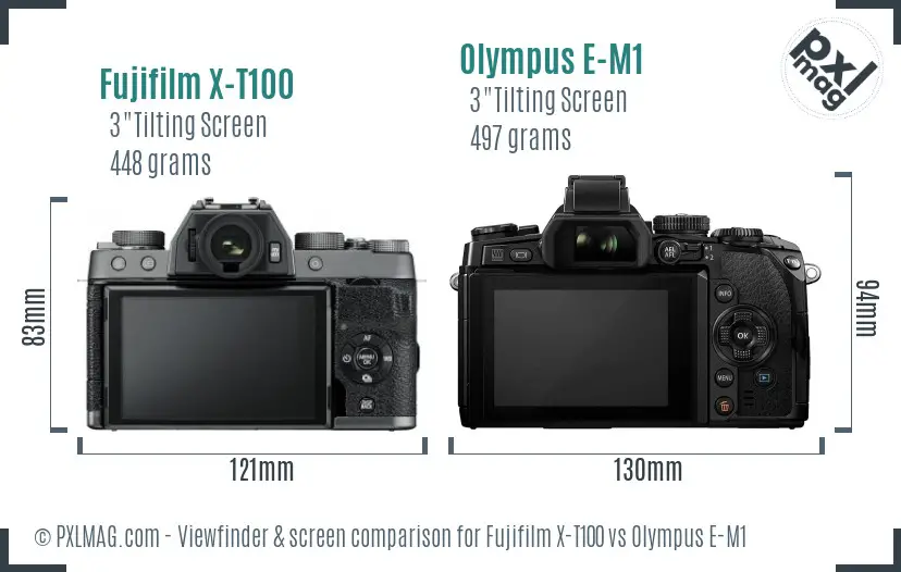 Fujifilm X-T100 vs Olympus E-M1 Screen and Viewfinder comparison Fujifilm X-T100 vs Olympus E-M1 Screen and Viewfinder comparison