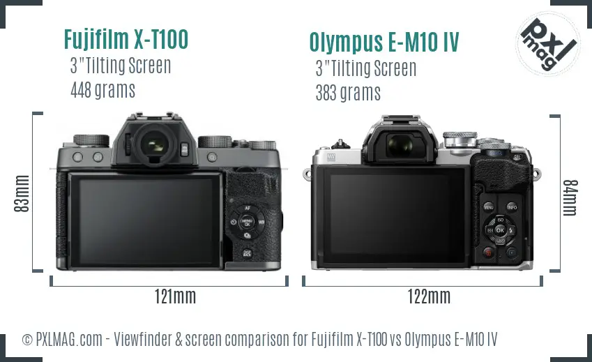 Fujifilm X-T100 vs Olympus E-M10 IV Screen and Viewfinder comparison