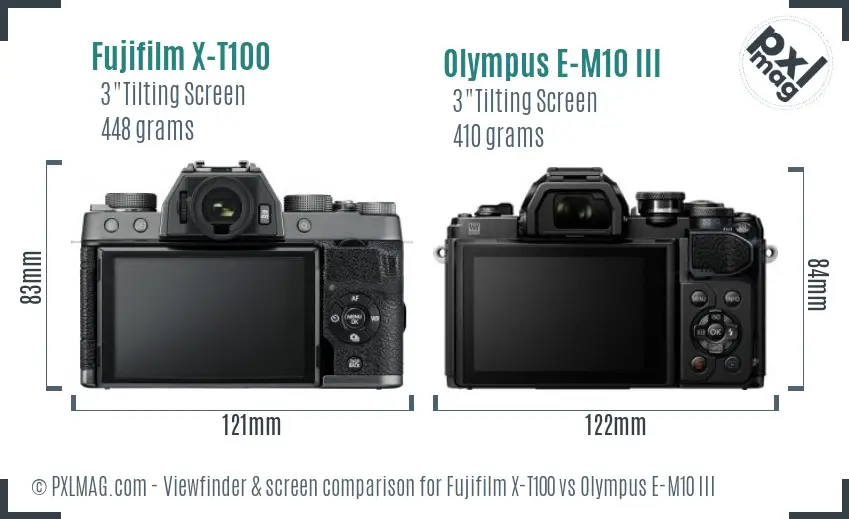 Fujifilm X-T100 vs Olympus E-M10 III Screen and Viewfinder comparison