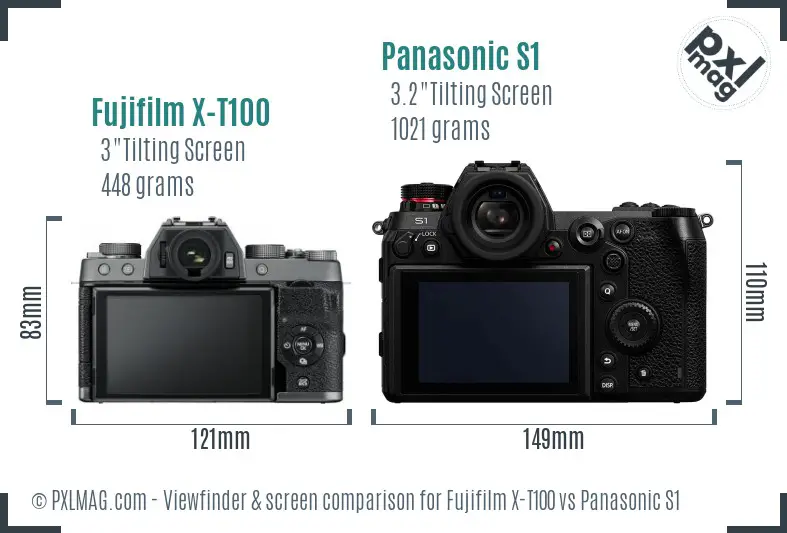 Fujifilm X-T100 vs Panasonic S1 Screen and Viewfinder comparison