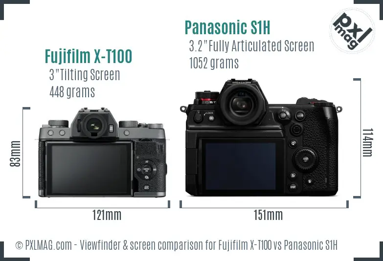 Fujifilm X-T100 vs Panasonic S1H Screen and Viewfinder comparison