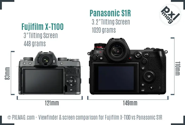 Fujifilm X-T100 vs Panasonic S1R Screen and Viewfinder comparison