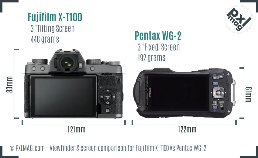 Fujifilm X-T100 vs Pentax WG-2 Screen and Viewfinder comparison