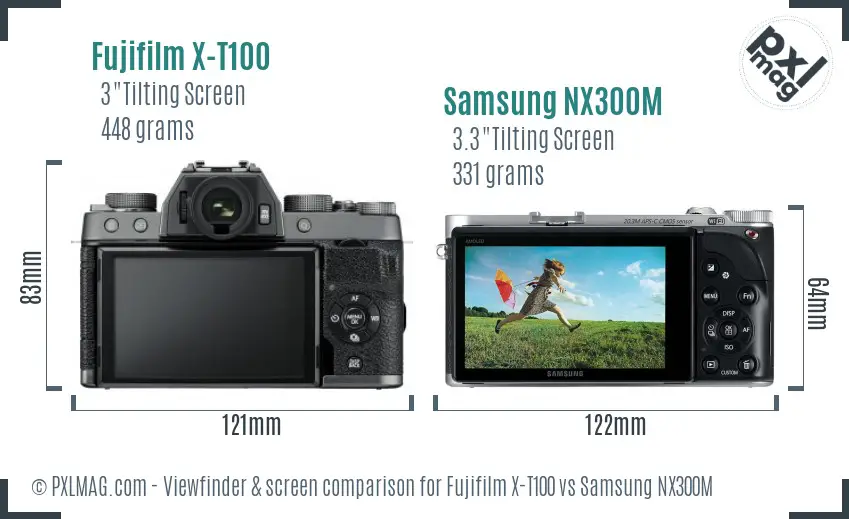 Fujifilm X-T100 vs Samsung NX300M Screen and Viewfinder comparison