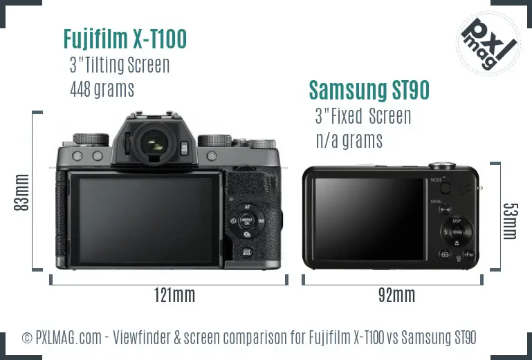 Fujifilm X-T100 vs Samsung ST90 Screen and Viewfinder comparison