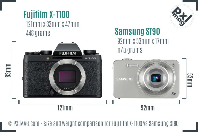 Fujifilm X-T100 vs Samsung ST90 size comparison