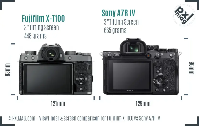 Fujifilm X-T100 vs Sony A7R IV Screen and Viewfinder comparison